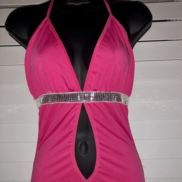 NEW! NWT PINK SATIN SEXY NIGHT HALTER DRESSES - Picture 6 of 8